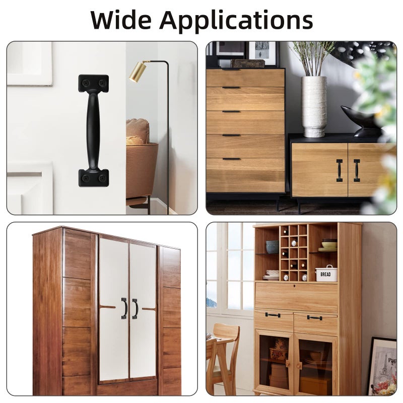 HOME MASTER HARDWARE 20 Pack 6-1/2 inch Gate Pull Door Handles Metal Gate Pulls Kitchen Furniture Cabinet Wardrobe Closet Drawer Handle Black with Screws - Image 4